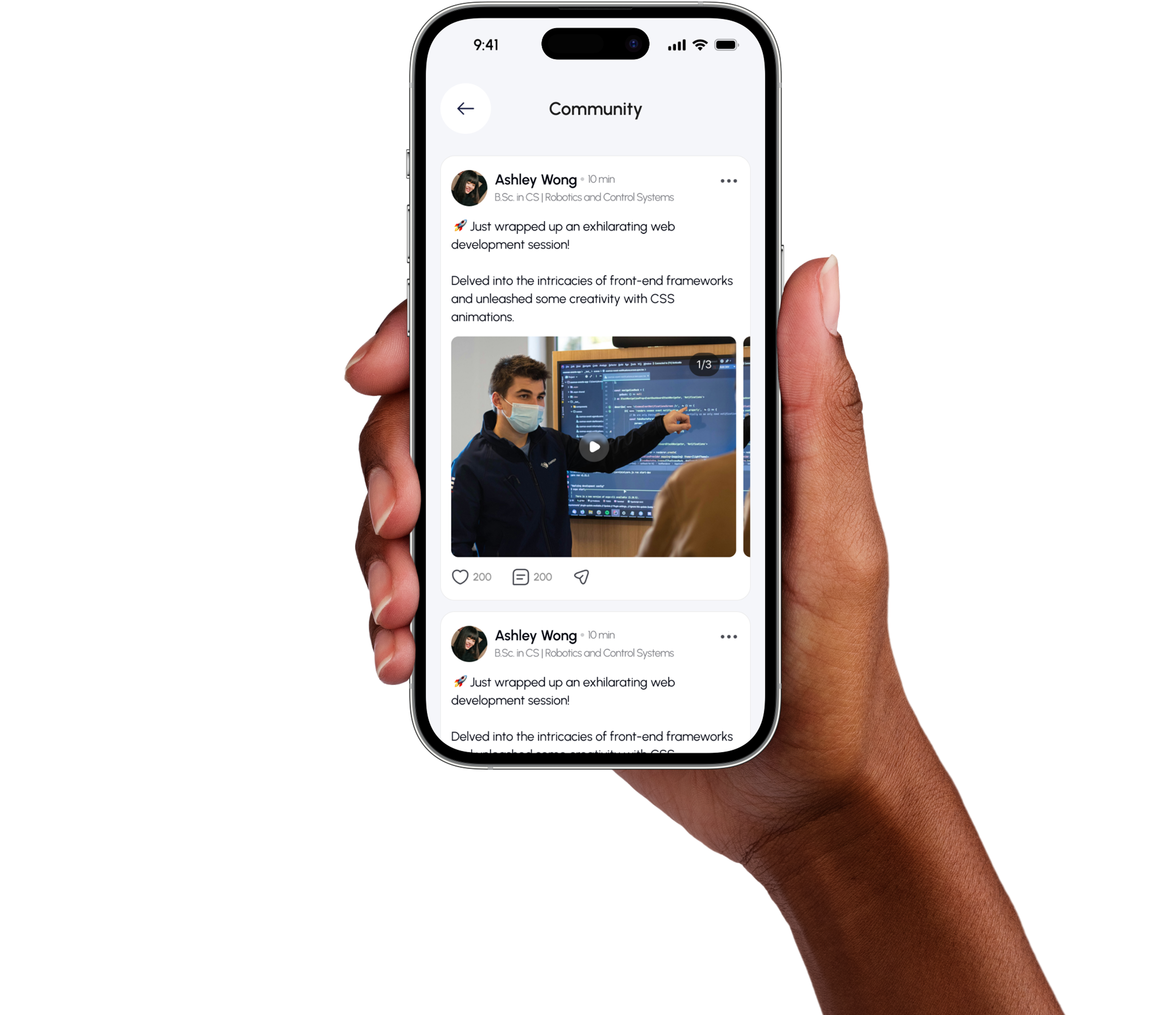 iPhone mockup in hand